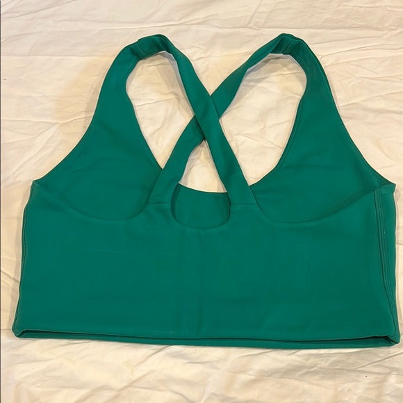 Women's Teal Cross-Back Sports Bra - Picture 3 of 6